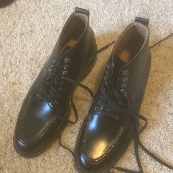 Bostonian Black Leather Berkshire Moc Men's Lace Boots Size 10.5 M l Nearly New - Picture 1 of 12